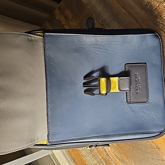 Coach Track Pack In Colorblock - All Calf Leather - Gunmetal-Lime-Green - Picture 9 of 12